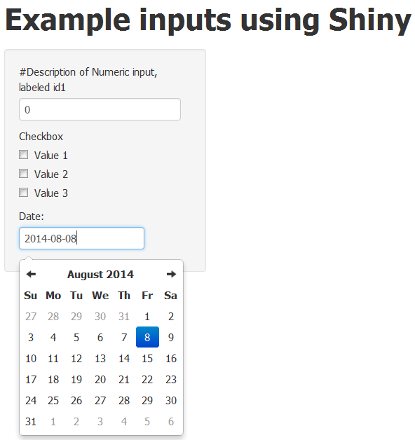 inputs with Shiny